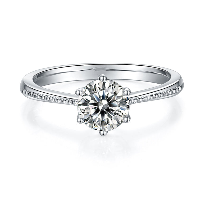 Cathedral 6 Prongs 1.0Carat Moissanite Engagement Ring