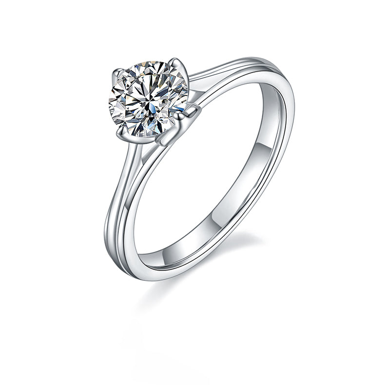 Split Shank 1.0Carat Moissanite Round Engagement Ring