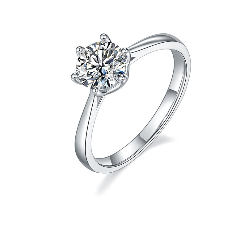 Solitaire 1.0Carat Round Moissanite Engagement Ring