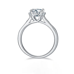 Petals Halo 1.0Carat Round Moissanite Engagement Ring