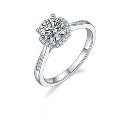 Petals Halo 1.0Carat Round Moissanite Engagement Ring