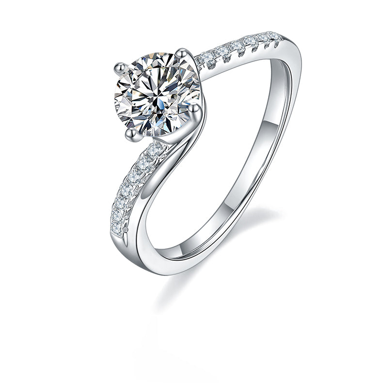 Cathedral Embraced Arm 1.0Carat Moissanite Engagement Ring