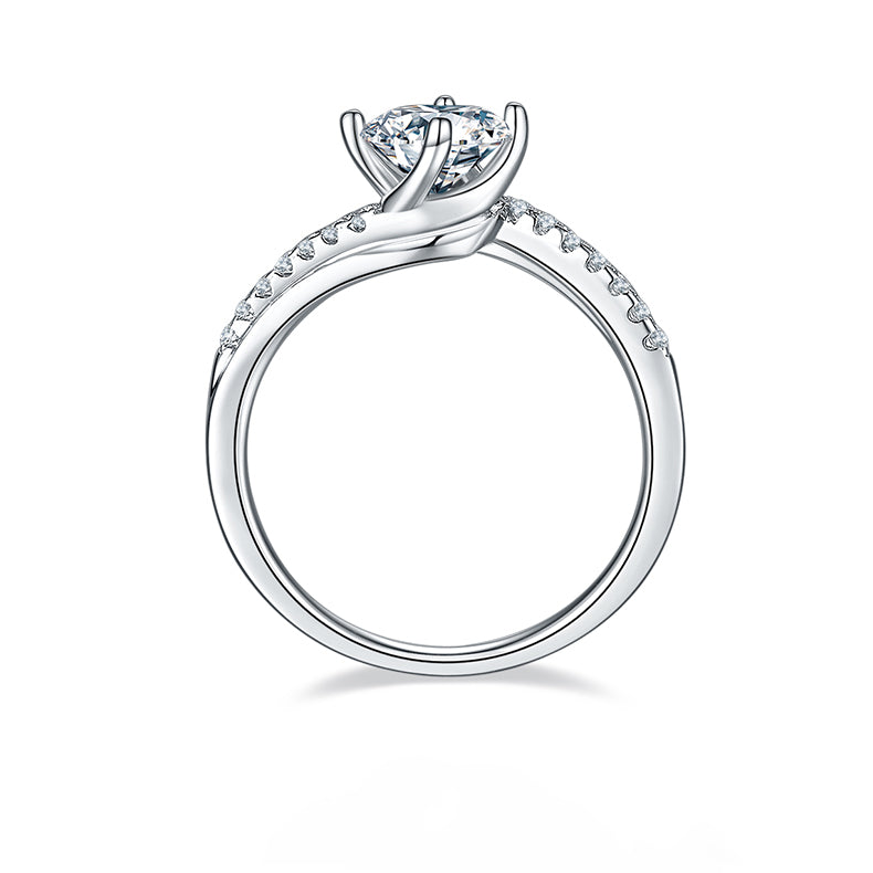 Cathedral Embraced Arm 1.0Carat Moissanite Engagement Ring