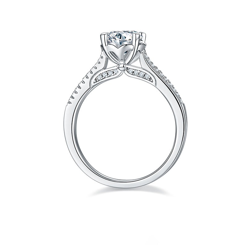 Cathedral 4 Prongs 1.0Carat Moissanite Engagement Ring