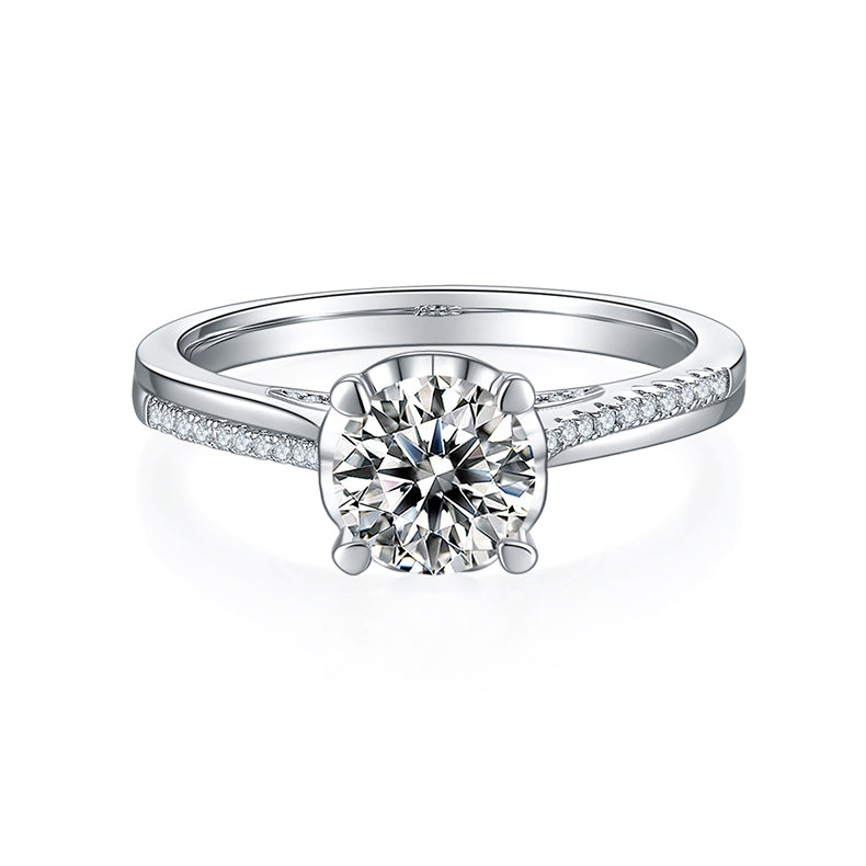 Cathedral 4 Prongs 1.0Carat Moissanite Engagement Ring