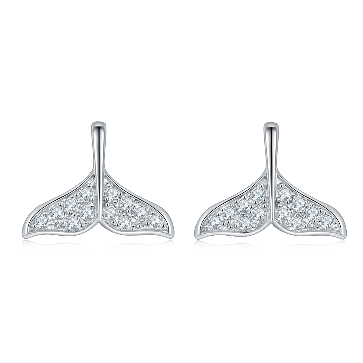 Moissanite Mermaid Tail Plated Platinum Studs Earrings for Women