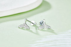 Moissanite Mermaid Tail Plated Platinum Studs Earrings for Women