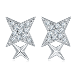 Moissanite Stars Plated Platinum Studs Earrings for Women