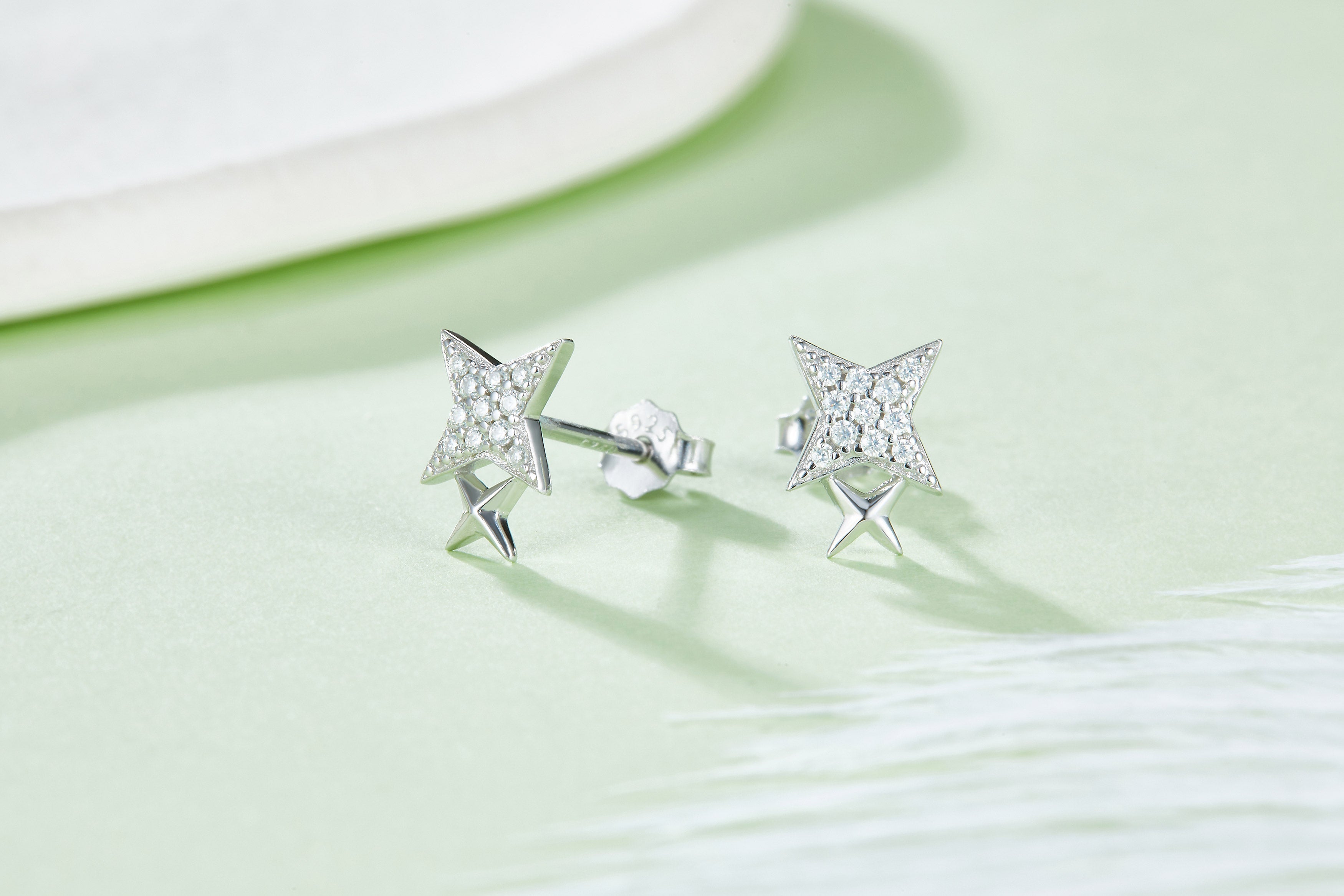 Moissanite Stars Plated Platinum Studs Earrings for Women