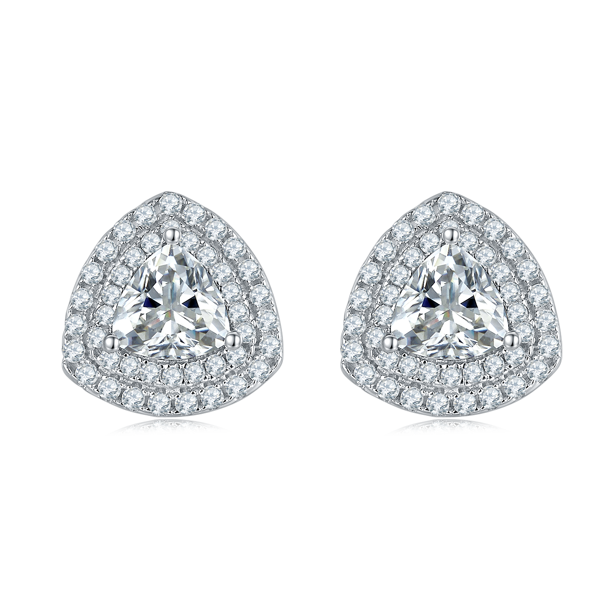 Luxurious Soleste Halo 0.5 Carat Triangle Moissanite Studs Earrings