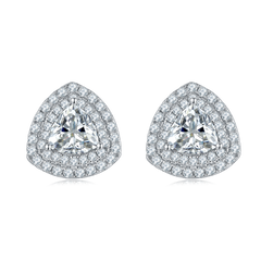 Luxurious Soleste Halo 0.5 Carat Triangle Moissanite Studs Earrings