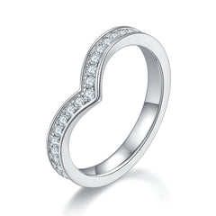 0.6CT Moissanite Full Eternity Band V-Shape Plated Platinum Ring for Women