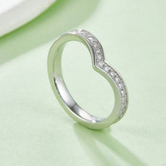 0.6CT Moissanite Full Eternity Band V-Shape Plated Platinum Ring for Women