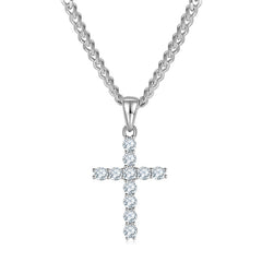 Classical Crucifix 3.0mm Moissanite Silver Necklace