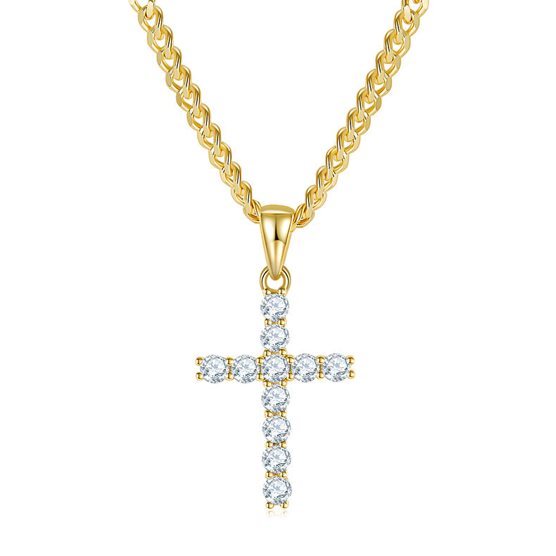 Classical Crucifix 3.0mm Moissanite Silver Necklace