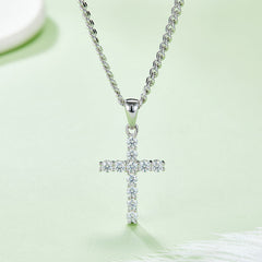 Classical Crucifix 3.0mm Moissanite Silver Necklace