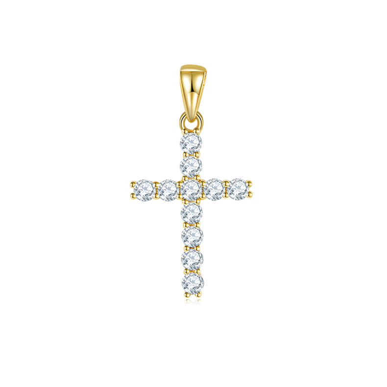 Classical Crucifix 3.0mm Moissanite Silver Necklace