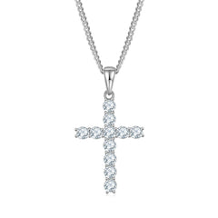 Classical Crucifix 4.0mm Moissanite Silver Necklace