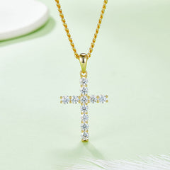 Classical Crucifix 4.0mm Moissanite Silver Necklace