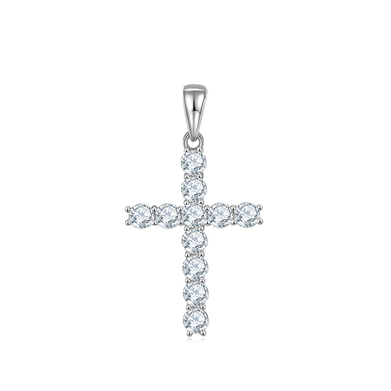 Classical Crucifix 4.0mm Moissanite Silver Necklace