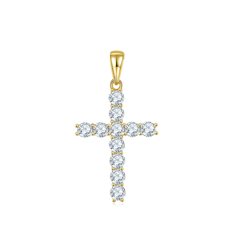 Classical Crucifix 4.0mm Moissanite Silver Necklace