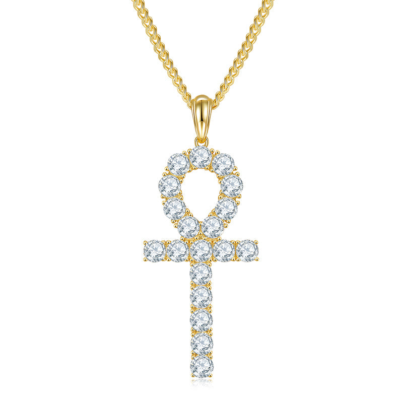 Fashion Crucifix 5.0mm Moissanite Silver Necklace