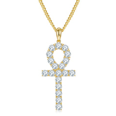 Fashion Crucifix 5.0mm Moissanite Silver Necklace