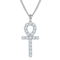 Fashion Crucifix 5.0mm Moissanite Silver Necklace