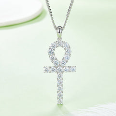 Fashion Crucifix 5.0mm Moissanite Silver Necklace