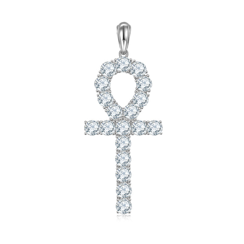 Fashion Crucifix 5.0mm Moissanite Silver Necklace