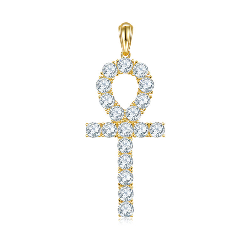 Fashion Crucifix 5.0mm Moissanite Silver Necklace