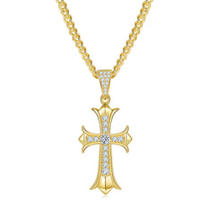 Vintage Crucifix 3.0mm Moissanite Silver Necklace