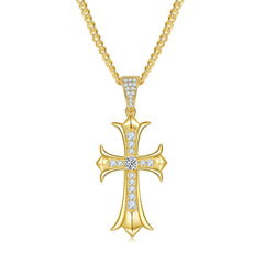 Vintage Crucifix 4.0mm Moissanite Silver Necklace