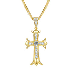 Vintage Crucifix 5.0mm Moissanite Silver Necklace