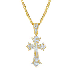 Luxurious Vintage Crucifix Small Round Cut Moissanite Necklace