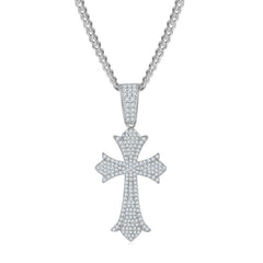 Luxurious Vintage Crucifix Small Round Cut Moissanite Necklace