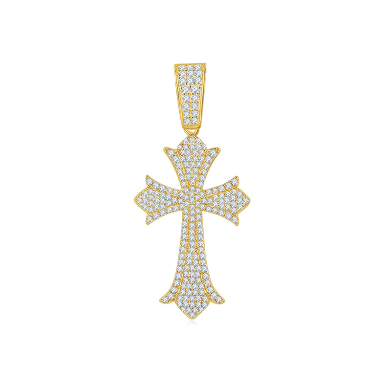 Luxurious Vintage Crucifix Small Round Cut Moissanite Necklace