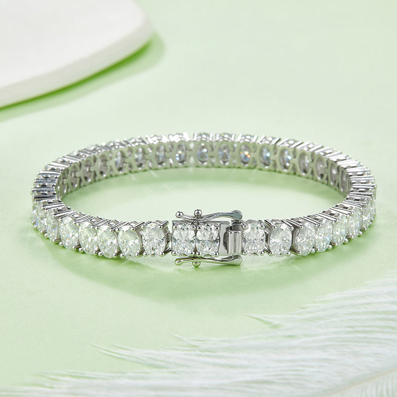 Tennis Chain 0.5 Carat Oval Cut Moissanite Bracelets