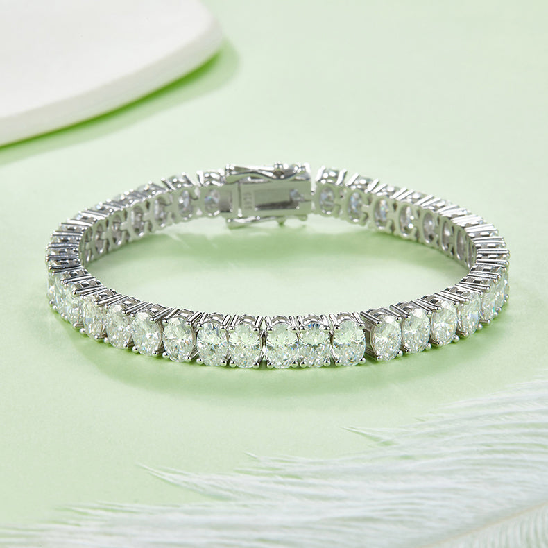 Tennis Chain 0.5 Carat Oval Cut Moissanite Bracelets