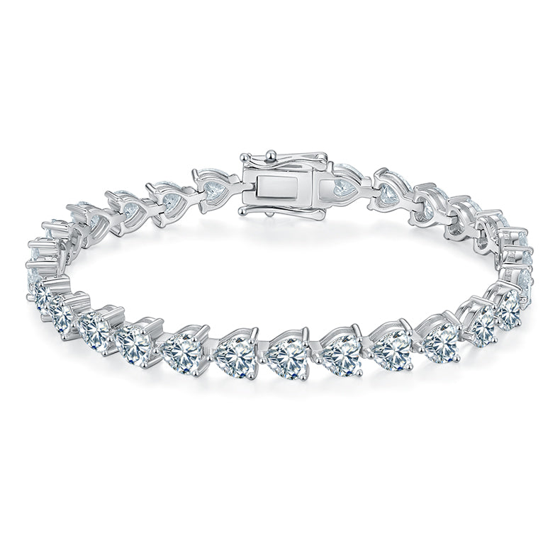 Tennis Chain 0.5 Carat Heart Shape Moissanite Bracelets