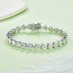 Tennis Chain 0.5 Carat Heart Shape Moissanite Bracelets