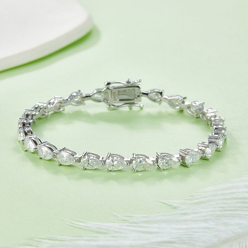 Tennis Chain 0.5 Carat Pear Shape Moissanite Bracelets