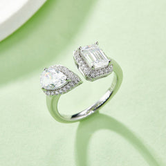 Soleste Halo 1.0 Carat Pear Shape and Rectangle Moissanite Ring