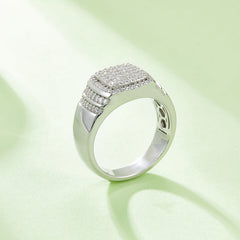 Stylish Arc Square 0.82 Carat Moissanite Silver Ring