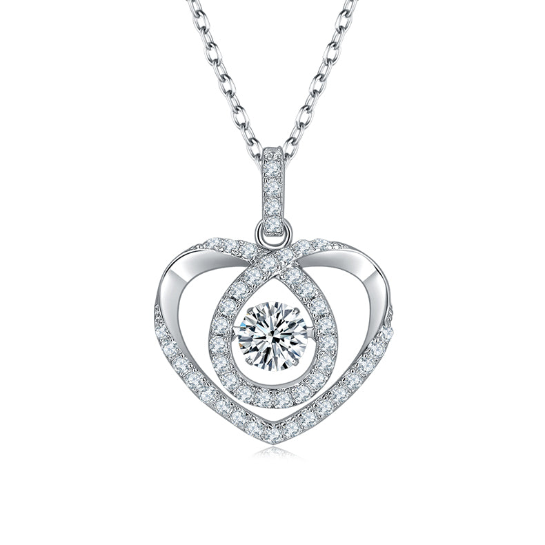 Interwoven Heart Shap 0.5 Carat Round Cut Moissanite Necklace