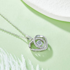 Interwoven Heart Shap 0.5 Carat Round Cut Moissanite Necklace