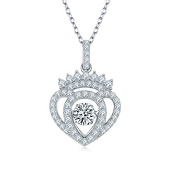 Heart Shape Crown 0.5 Carat Round Cut Moissanite Necklace