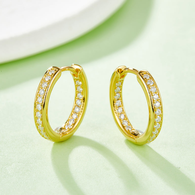 Double Half Row 0.32 Carat Moissanite Hoop Earrings