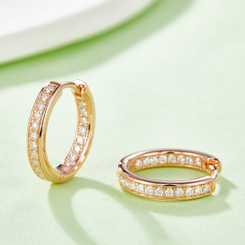 Double Half Row 0.32 Carat Moissanite Hoop Earrings