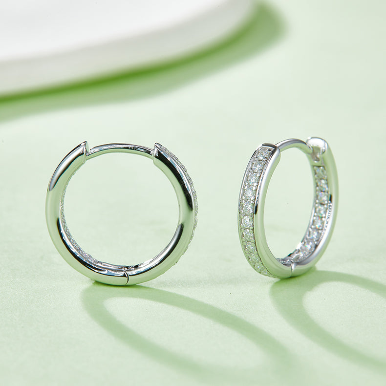 Double Half Row 0.32 Carat Moissanite Hoop Earrings